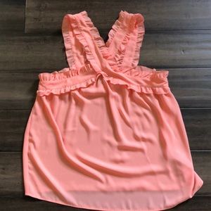 J crew cross-neck ruffle top